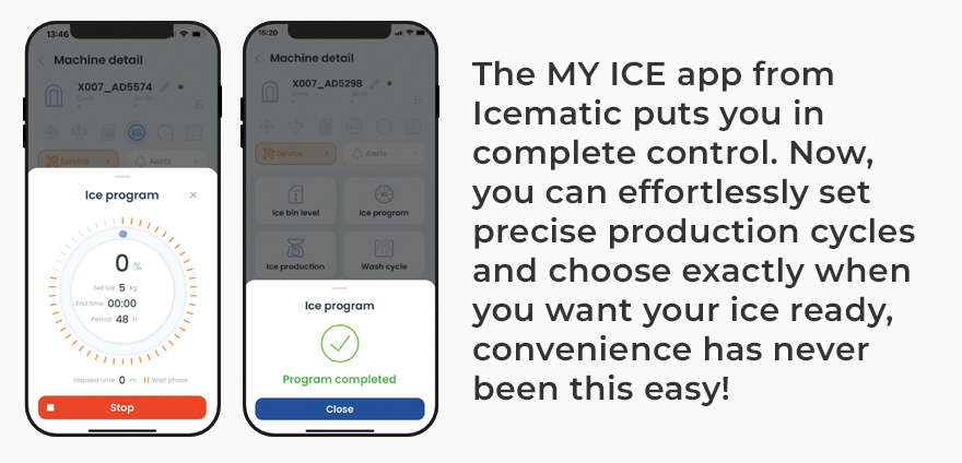 Icematic MY ICE App: Ice production control