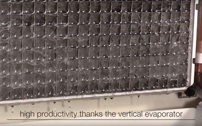 high productivity thanks to the vertical evaporator